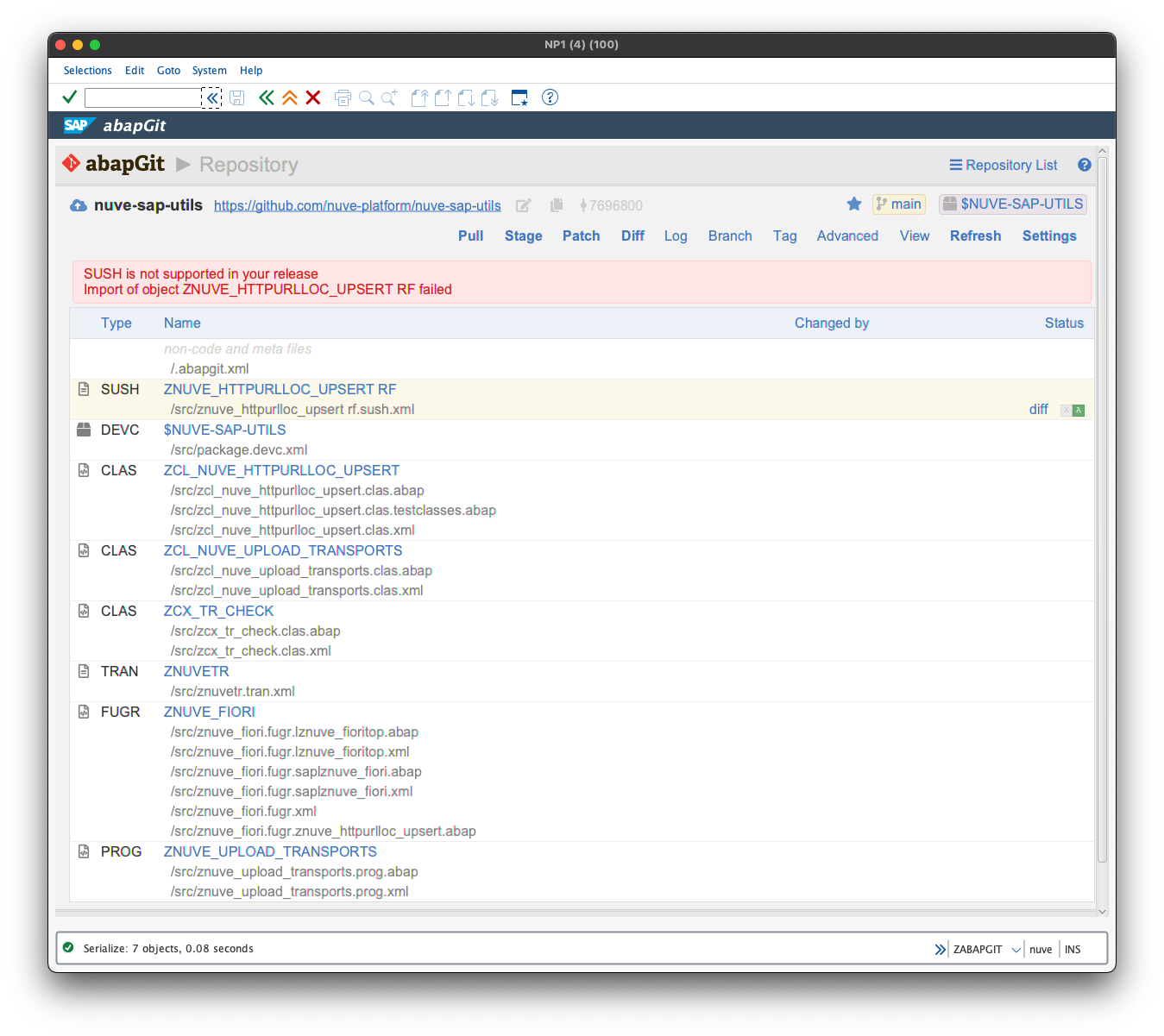 S/4HANA 1709 abapGit Error
