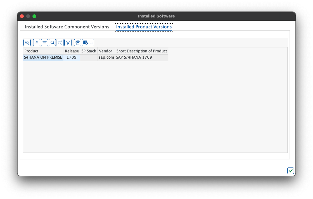 S/4HANA 1709 Installed Software